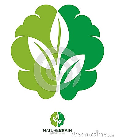 Nature Brain leaf logo Stock Photo
