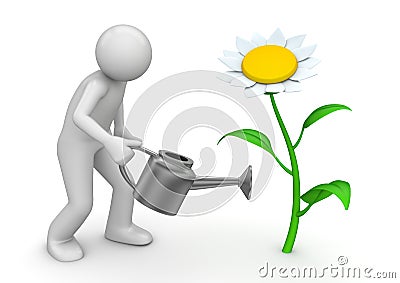 Nature collection - Gardener with watering can Stock Photo