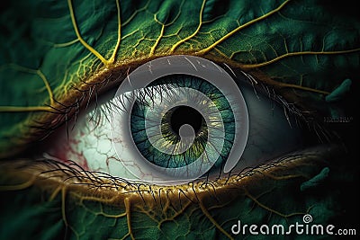 nature connect macro surreal eyeball pupil close leaf green eye Huge Stock Photo