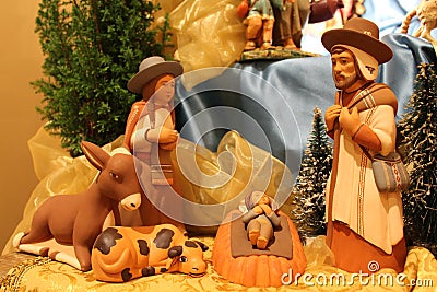 Nature creates the Nativity - Christmas small Nativities from all over the World Stock Photo