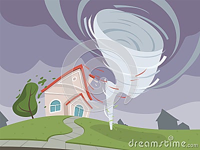 Nature disaster background. Weather environmental damage dramatic apocalypse vector cartoon Vector Illustration