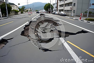 nature disaster in syria and turkey. Earthquake damaged buildings and roads. Stock Photo