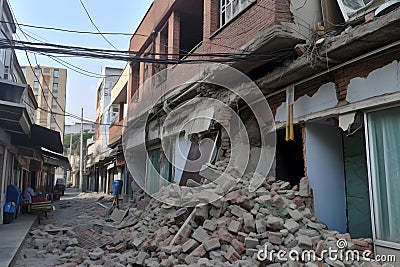 nature disaster in syria and turkey. Earthquake damaged buildings and roads. Stock Photo