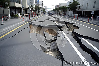 nature disaster in syria and turkey. Earthquake damaged buildings and roads Stock Photo