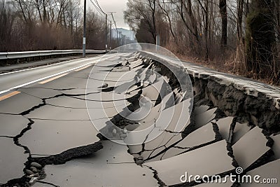 nature disaster in syria and turkey. Earthquake damaged buildings and roads. Stock Photo