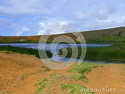 nature of Easter Island, landscape, vegetation and coast Stock Photo