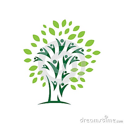 Nature Eco Community Abstract People tree Logo design vector Icon Symbol Elements Vector Illustration