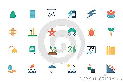 Nature and Ecology Colored Icons 5 Stock Photo