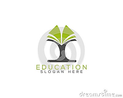 Nature Education Book Tree Logo Design. Vector Illustration