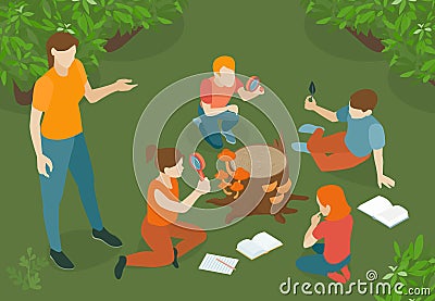 Nature Education Isometric Composition Vector Illustration