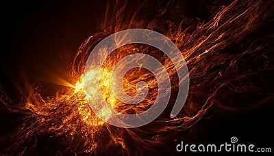 Nature fiery inferno ignites a glowing fractal wave pattern generated by AI Stock Photo