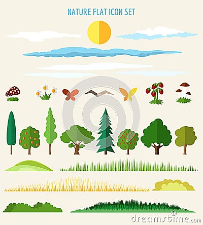 Nature flat icons Vector Illustration