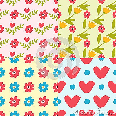 Nature flower illustration seamless pattern background floral summer vector illustration. Vector Illustration