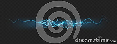 Nature force effect of powerful charge lightning with sparks. EPS 10 Vector Illustration