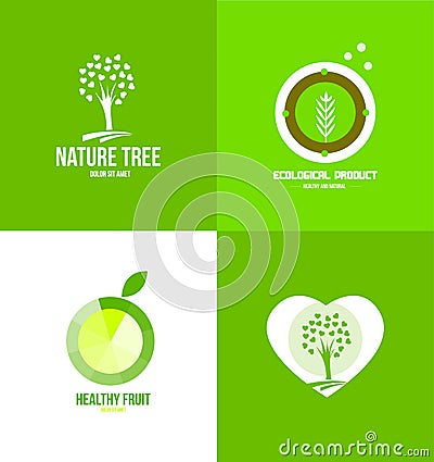 Nature fruit ecological logo Vector Illustration