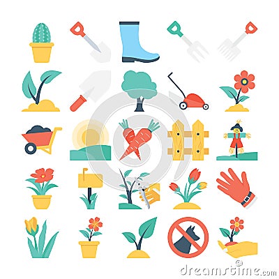 Nature and Gardening Vector Icons 3 Stock Photo