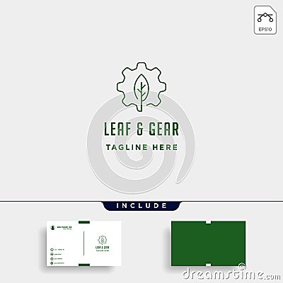 Nature gear logo vector farm industry line icon symbol sign isolated Vector Illustration