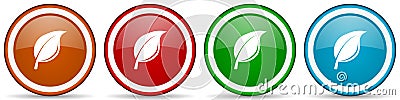 Nature glossy icons, set of modern design buttons for web, internet and mobile applications in four colors options isolated on Stock Photo