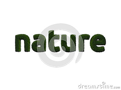 Nature. grass inscription. Digital illustration. 3d rendering Stock Photo