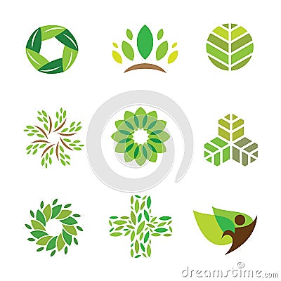 Nature green eco help care for healthy life logo icon Stock Photo