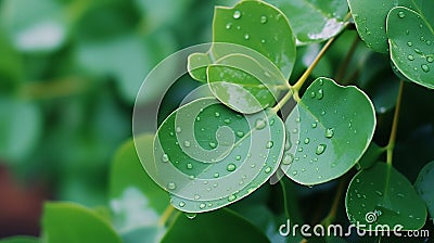 Nature green Eucalyptus leaves with raindrop background Stock Photo
