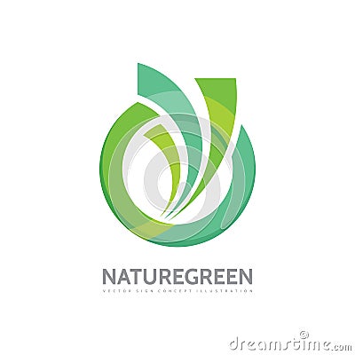 Nature green - vector business logo template concept illustration. Abstract circle and leaves shapes creative sign. Design element Vector Illustration