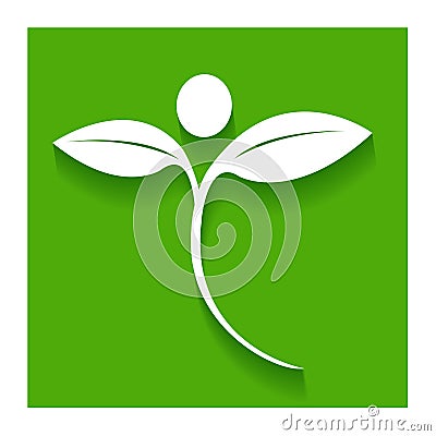 Nature healthy leaf people icon flat logo vector on green logo vector Vector Illustration