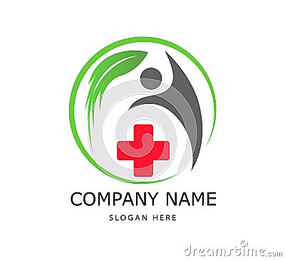 Nature herbal medicine healthy people wellness logo design, vector. Apothecary, physiotherapy. Editorial Stock Photo