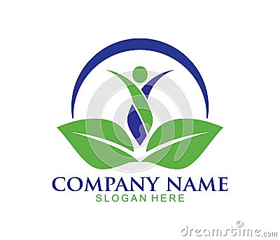 Nature herbal medicine healthy people wellness logo design Stock Photo