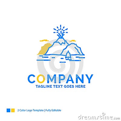 Nature, hill, landscape, mountain, blast Blue Yellow Business Lo Vector Illustration