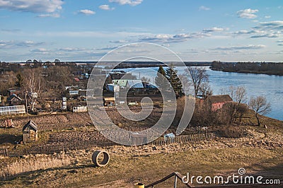 Nature houses river fishing clouds sky beauty landscape water Stock Photo