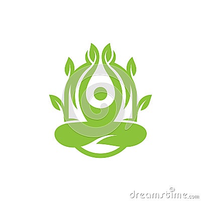 Nature Human Yoga Leaf Logo, combine natural leaf logo design template Vector Illustration