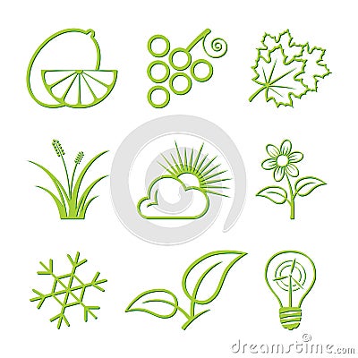 Nature Icon Set Vector Illustration