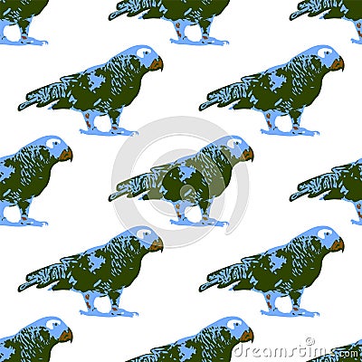 Nature illustration. Post card. Animals from the jungle. Parrot in the zoo. Seamless pattern Vector Illustration