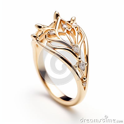 Nature-inspired Angel Fire Gold Ring - Contemporary Fairy Tale Jewelry Stock Photo