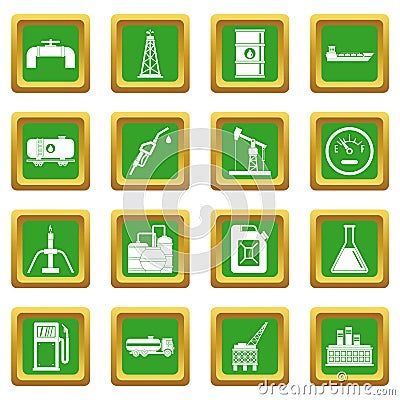 Nature items icons set green Vector Illustration