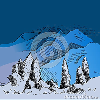 The nature of Kyrgyzstan Vector Illustration