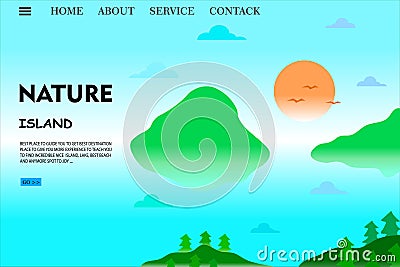 Nature landing page web template with beautiful view Vector Illustration