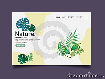 Nature landing page,web template.simple leaves Vector Illustration