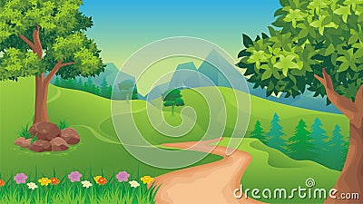 Nature landscape, cartoon game background Stock Photo