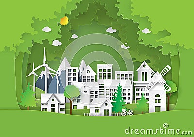 Urban city with green environment concept Vector Illustration