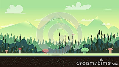 Nature landscape in green colours Vector Illustration