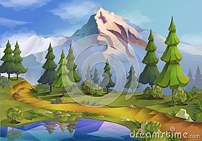 Nature landscape illustration Vector Illustration
