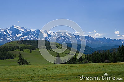 Nature landscape, meadow and mountains Stock Photo