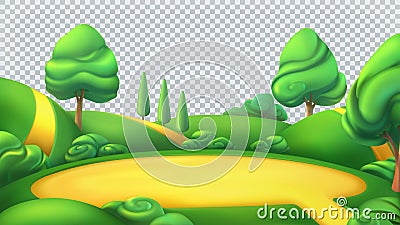 Nature landscape. Park isolated 3d vector panorama Vector Illustration