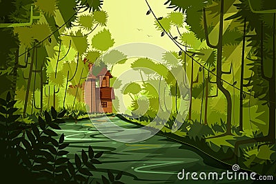 Nature Landscape scenery Background Vector Illustration