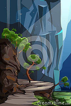 Nature Landscape scenery Background Vector Illustration