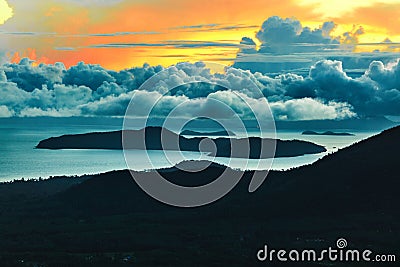 Nature Landscape. Scenic View Of Sunset Sky. Scenery Background. Stock Photo