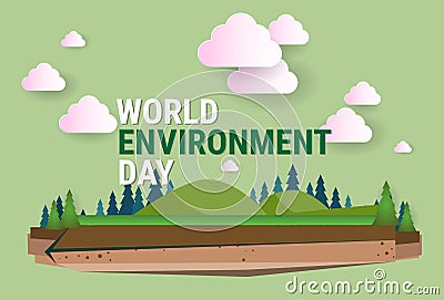 Nature Landscape World Environment Day Ecology Protection Holiday Greeting Card Vector Illustration