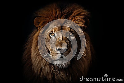 Animal large cat big dark front face portrait predator nature africa lion Stock Photo